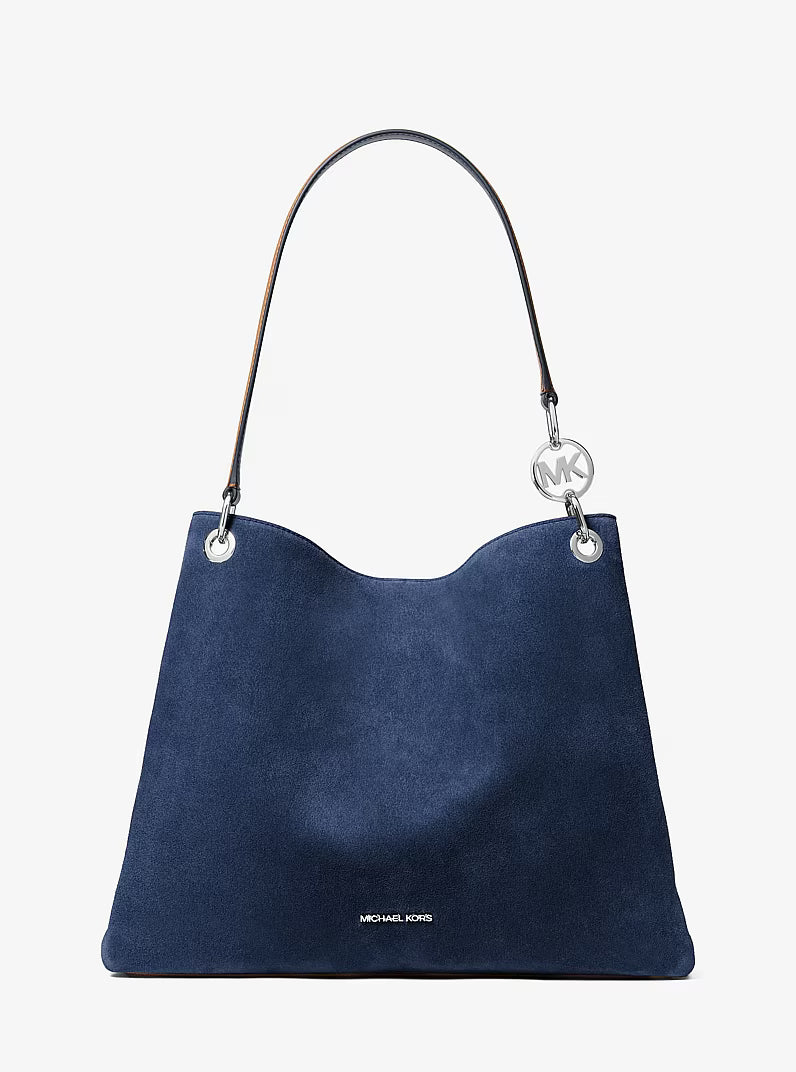 Christina Large Suede Shoulder Bag in NAVY | Michael Kors