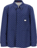 Gucci Blue Cotton Biker Jacket Men voorkant steve boutique