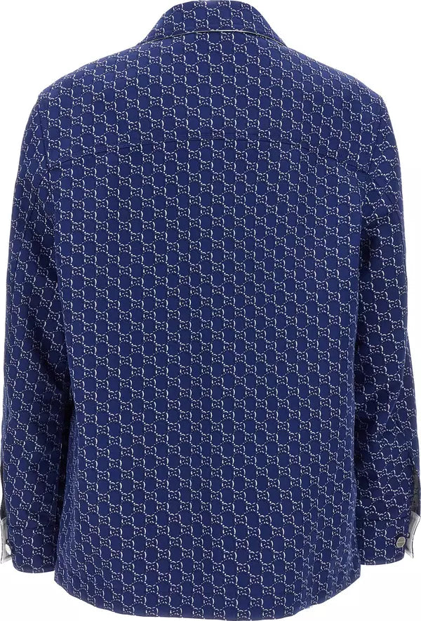 Gucci Blue Cotton Biker Jacket Men achterkant