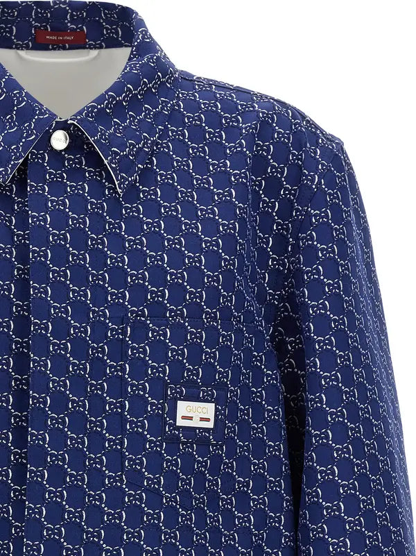 Gucci Blue Cotton Biker Jacket Men detail zoom in
