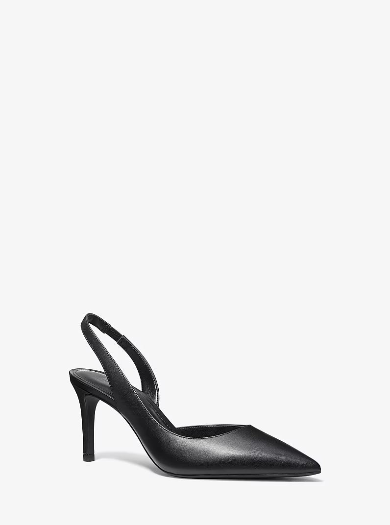 Michael Kors Alina Black Pointed Toe Slingback Pump 2e zijkant