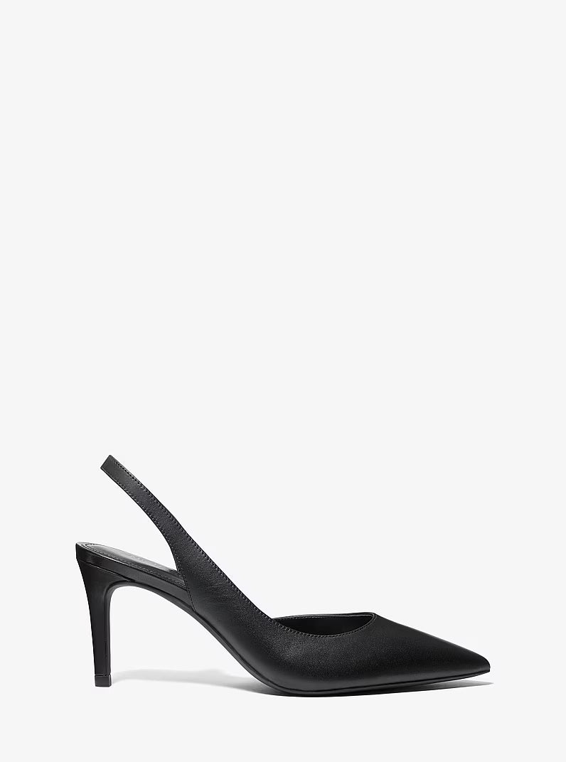 Michael Kors Alina Black Pointed Toe Slingback Pump zijkant