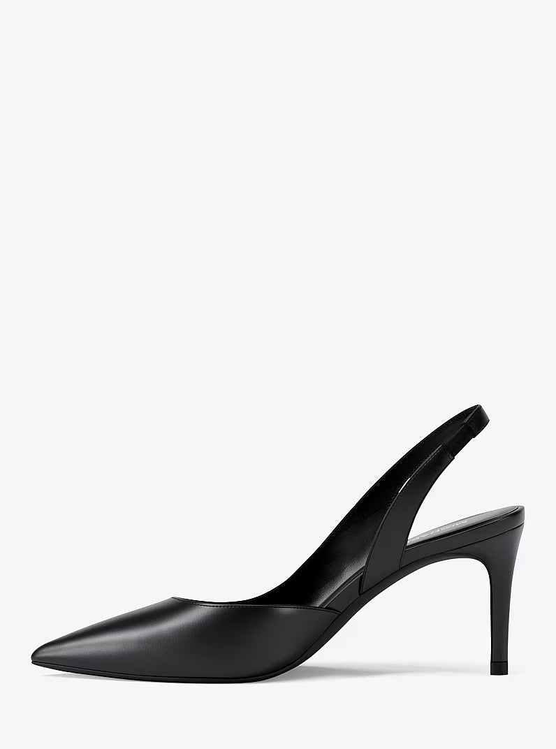 Michael Kors Alina Black Pointed Toe Slingback Pump 3e zijkant
