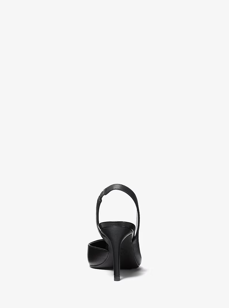 Michael Kors Alina Black Pointed Toe Slingback Pump achterkant