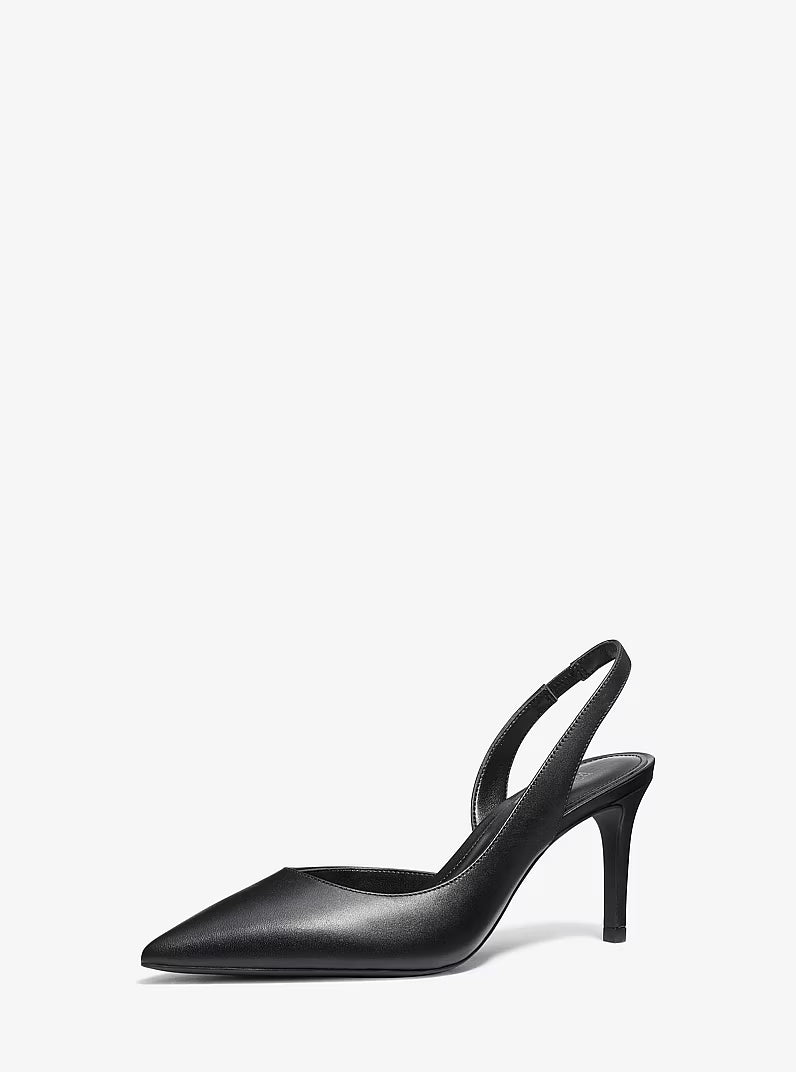 Michael Kors Alina Black Pointed Toe Slingback Pump 4e zijkant