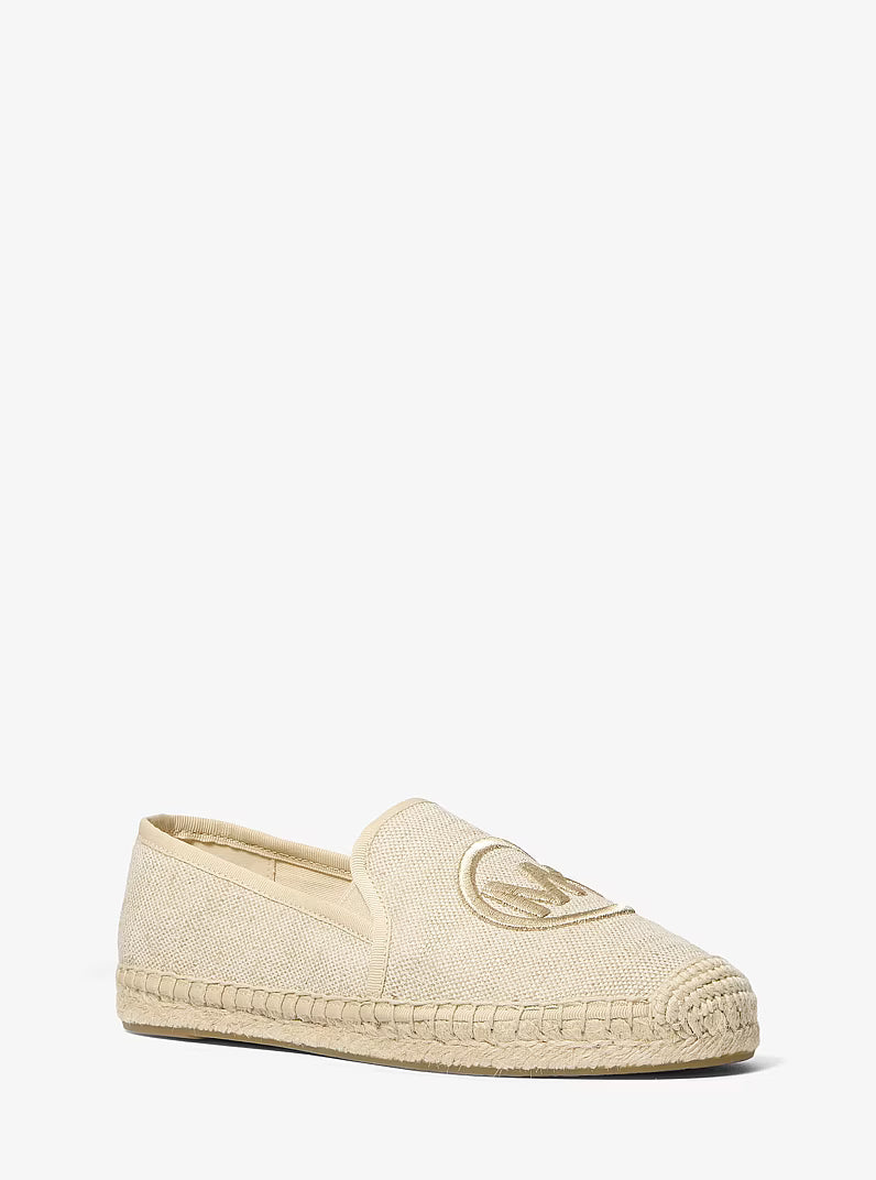 Michael Kors Hastings Metallic Canvas Espadrille in PALEGOLD zijkant