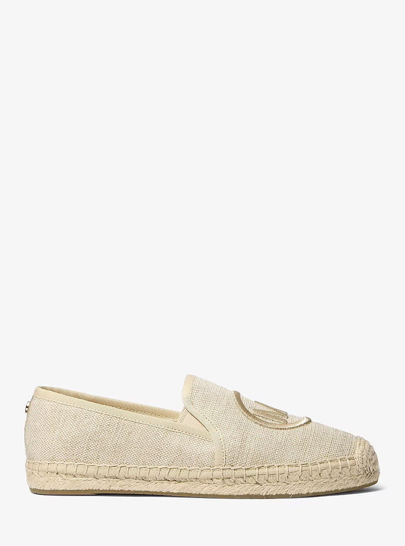 Michael Kors Hastings Metallic Canvas Espadrille in PALEGOLD zijkant