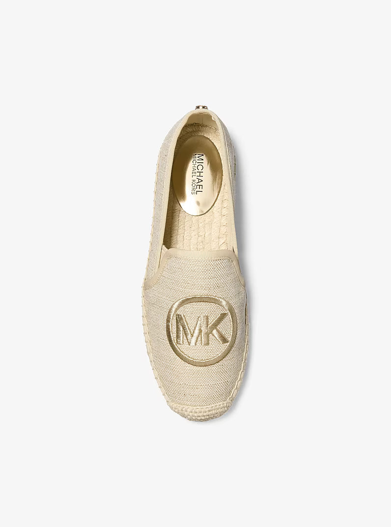 Michael Kors Hastings Metallic Canvas Espadrille in PALEGOLD bovenkant