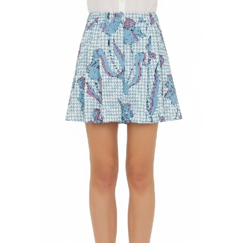 Moschino Patchwork Print Mini Skirt in blauw – steve boutique