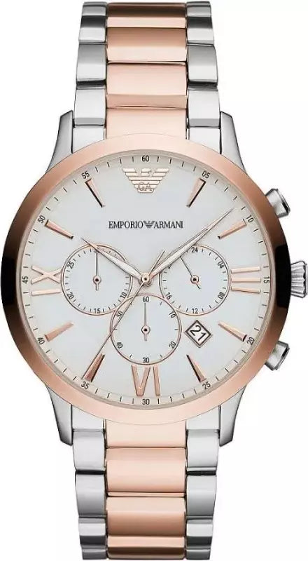 Emporio Armani | Silver and Bronze Steel Chronograph Watch