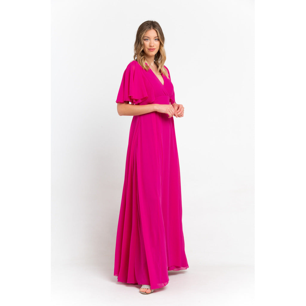 Trussardi roze damesjurk zijprofiel elegant silhouet