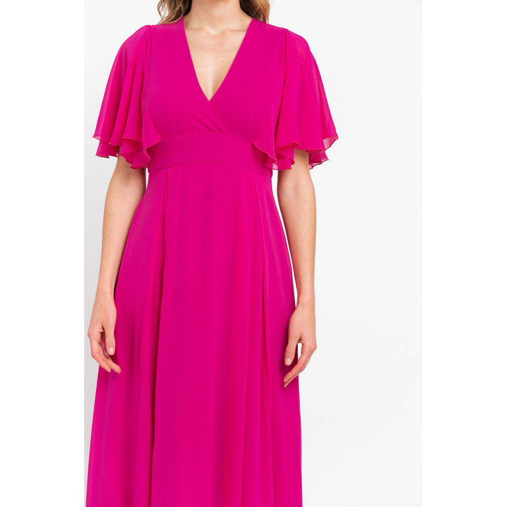 Trussardi roze jurk detail afwerking stof textuur