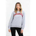 Trussardi grijze dames sweatshirt voorkant met rood Trussardi logo Made in Italy