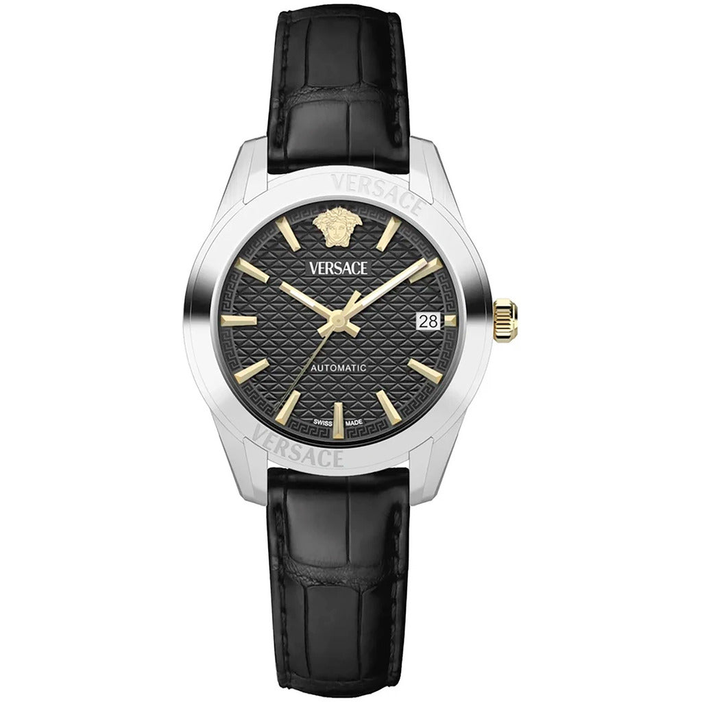 Versace Watch Women | Black & Metal | Leather Bracelet